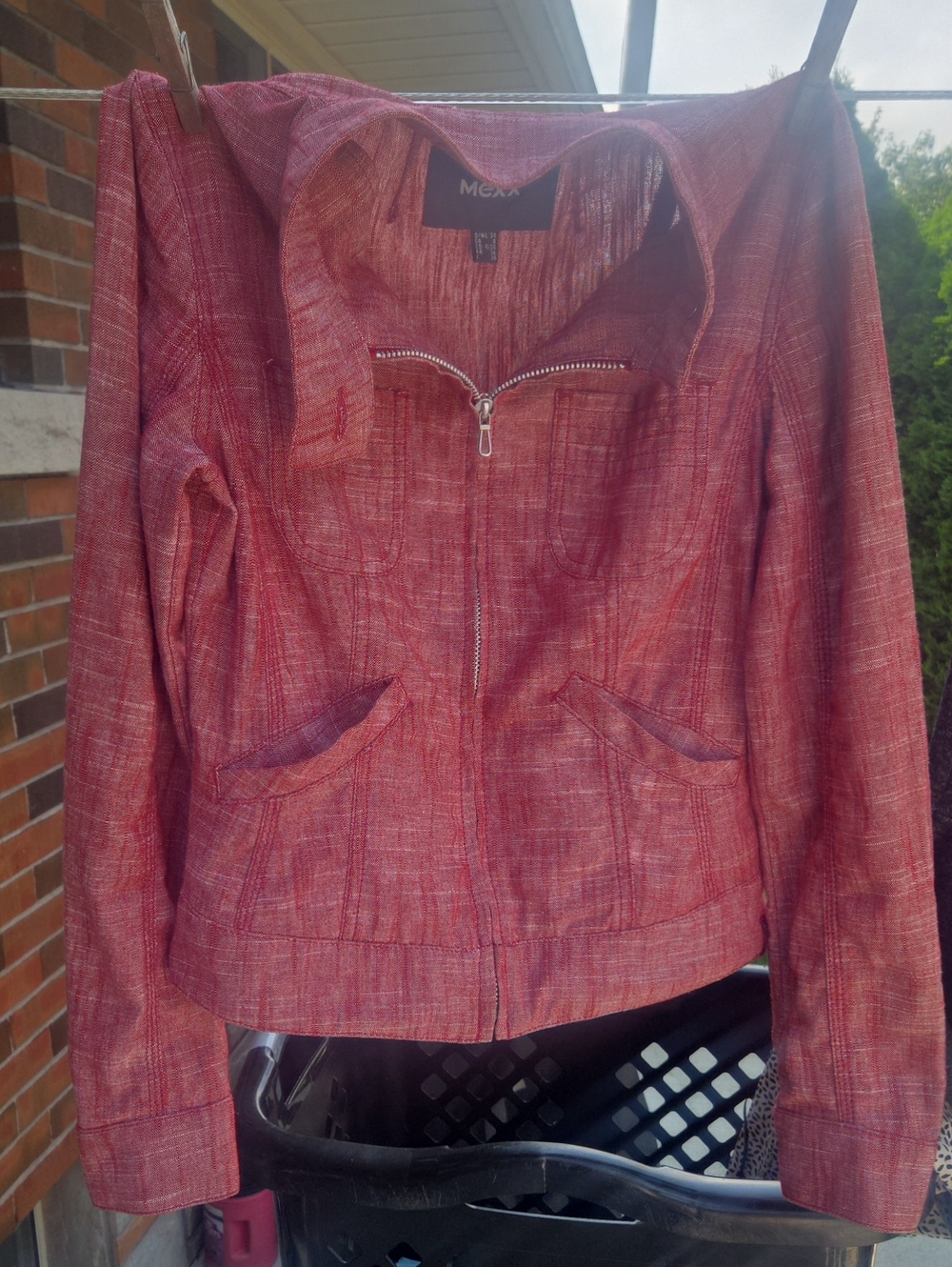 Mexx Red Textured Zip-Up Women's Jacket